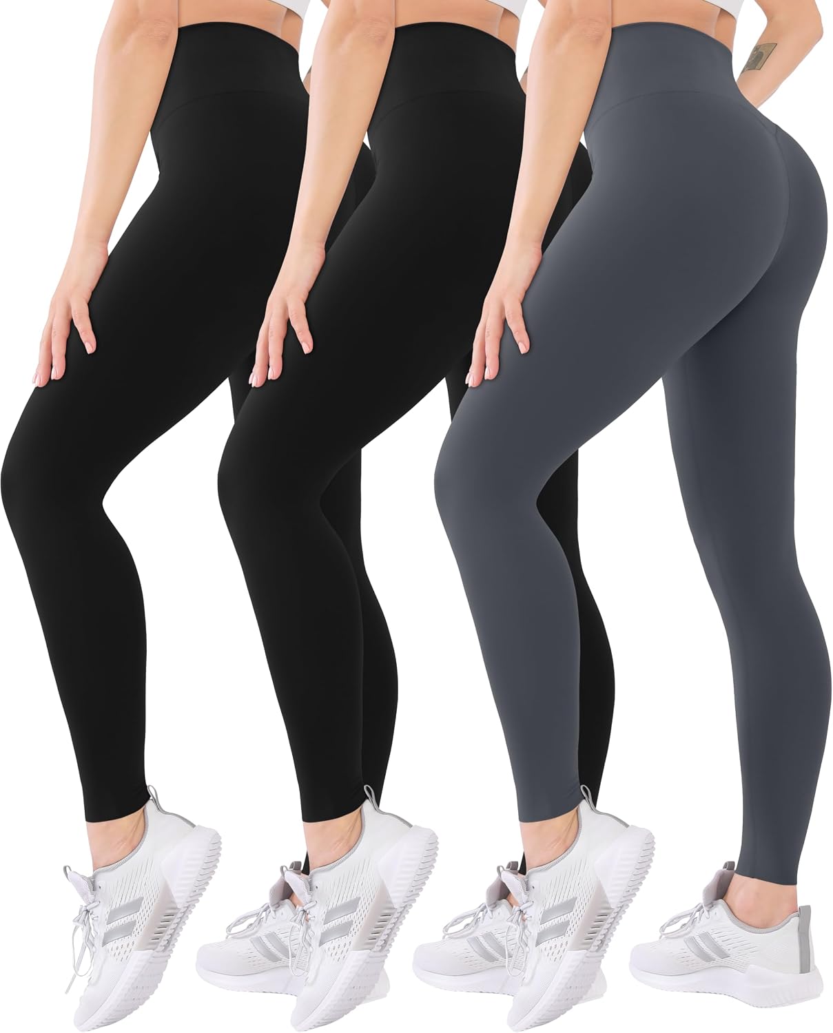 3 Pack High Waisted Leggings for Women with Pockets Soft Active Tummy Control Pants for Yoga Running & Daily Wear