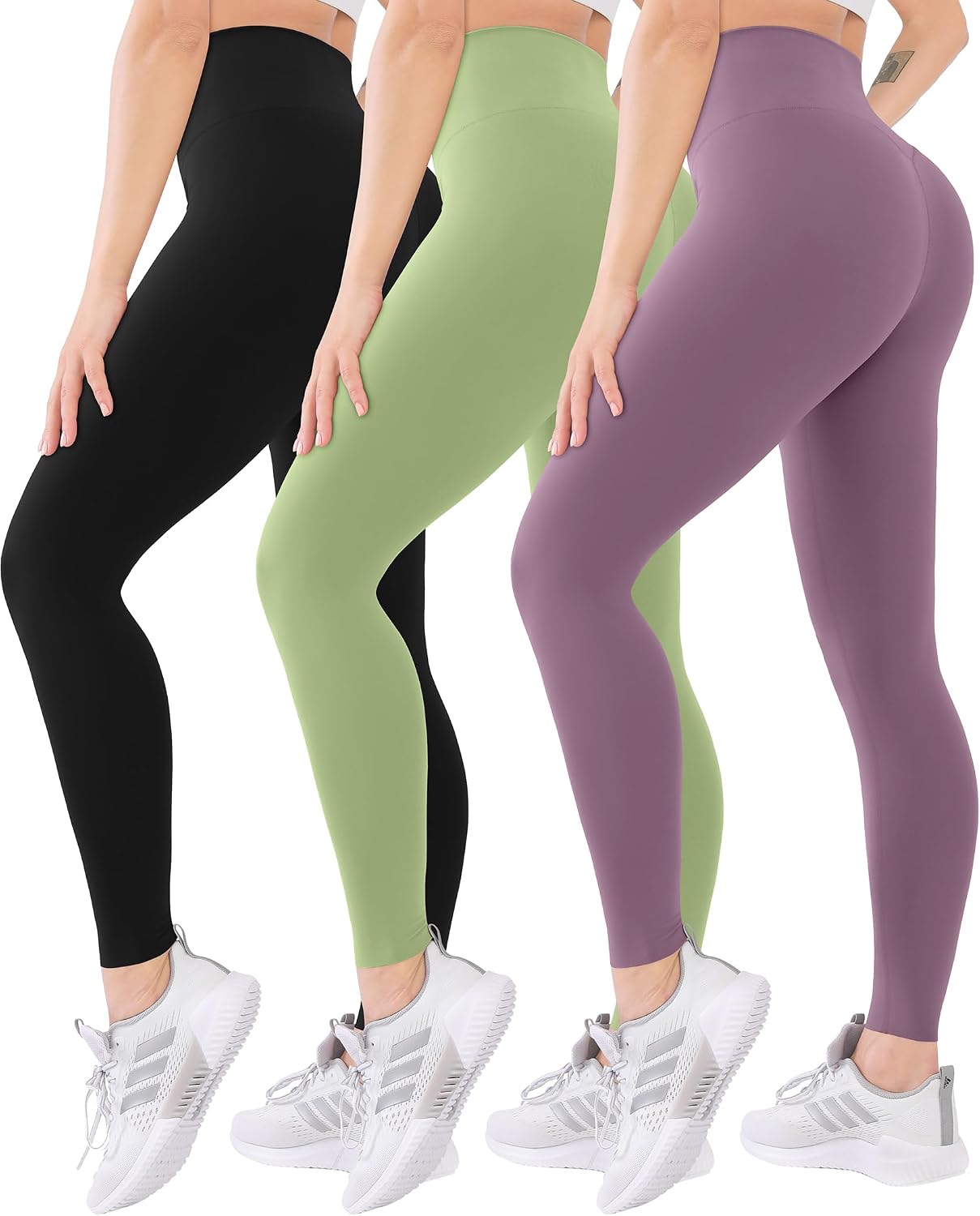 3 Pack High Waisted Leggings for Women with Pockets Soft Active Tummy Control Pants for Yoga Running & Daily Wear