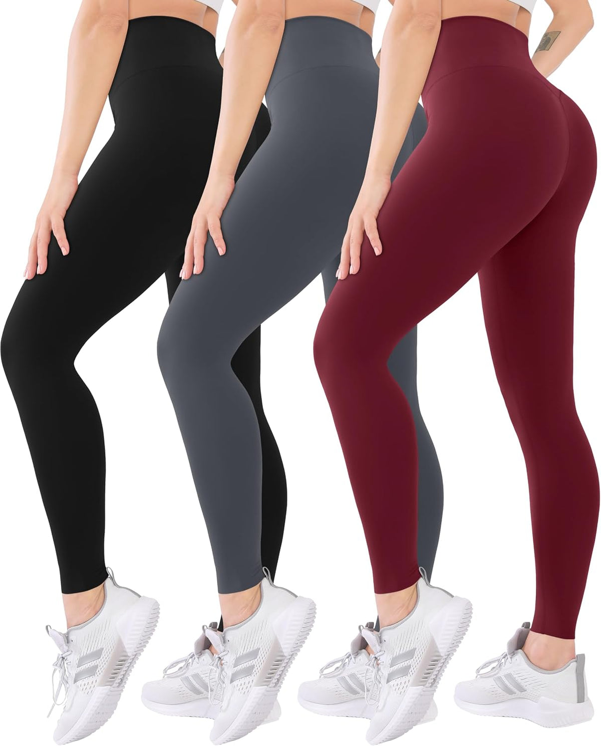 3 Pack High Waisted Leggings for Women with Pockets Soft Active Tummy Control Pants for Yoga Running & Daily Wear