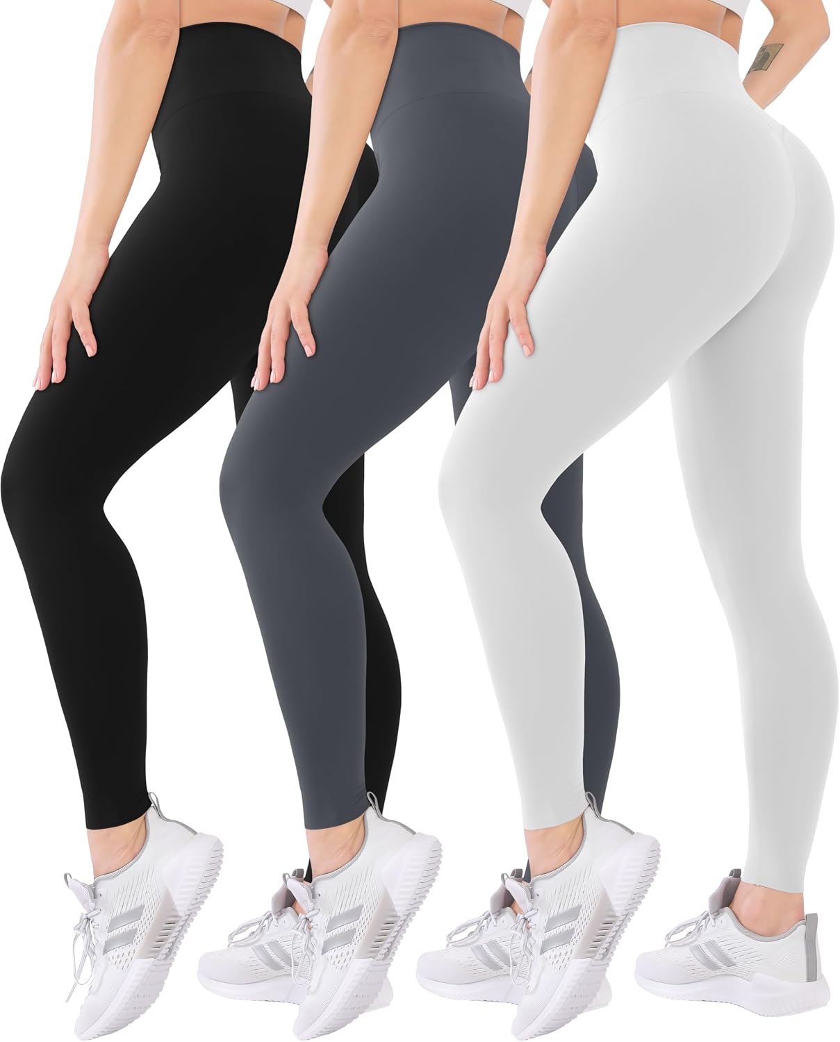 3 Pack High Waisted Leggings for Women with Pockets Soft Active Tummy Control Pants for Yoga Running & Daily Wear