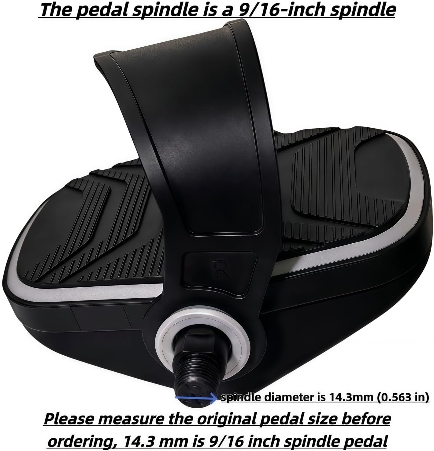 Pro Spin Bike Pedals with Adjustable Straps - 9/16" Spindle for Peloton/Schwinn/Sunny Indoor Exercise Bikes | Heavy-Duty PP Plastic & PVC Straps | Non-Slip Diamond Surface