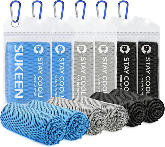 Cooling Towels 8 Pack (40"x 12"), Cooling Towels for Neck and Face, Microfiber Breathable Towel for Hot Weather, Sweat Towel for Gym, Sport, Yoga, Golf, Workout, Camping, Running