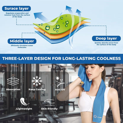 Cooling Towels 8 Pack (40"x 12"), Cooling Towels for Neck and Face, Microfiber Breathable Towel for Hot Weather, Sweat Towel for Gym, Sport, Yoga, Golf, Workout, Camping, Running