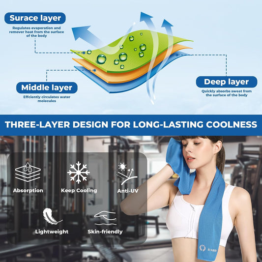 Cooling Towels 8 Pack (40"x 12"), Cooling Towels for Neck and Face, Microfiber Breathable Towel for Hot Weather, Sweat Towel for Gym, Sport, Yoga, Golf, Workout, Camping, Running
