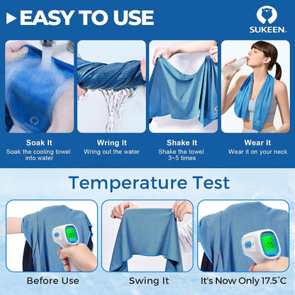 Cooling Towels 8 Pack (40"x 12"), Cooling Towels for Neck and Face, Microfiber Breathable Towel for Hot Weather, Sweat Towel for Gym, Sport, Yoga, Golf, Workout, Camping, Running