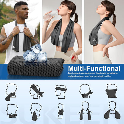 Cooling Towels 8 Pack (40"x 12"), Cooling Towels for Neck and Face, Microfiber Breathable Towel for Hot Weather, Sweat Towel for Gym, Sport, Yoga, Golf, Workout, Camping, Running