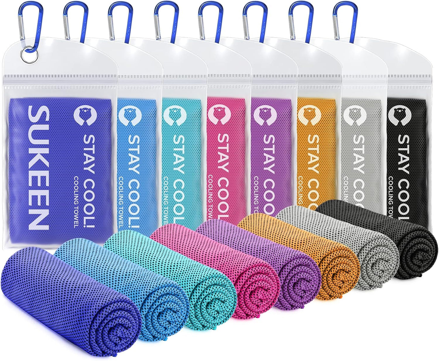 Cooling Towels 8 Pack (40"x 12"), Cooling Towels for Neck and Face, Microfiber Breathable Towel for Hot Weather, Sweat Towel for Gym, Sport, Yoga, Golf, Workout, Camping, Running