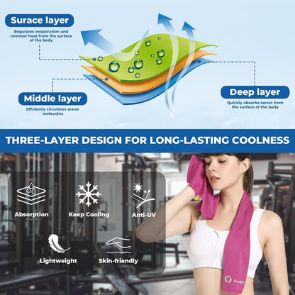 Cooling Towels 8 Pack (40"x 12"), Cooling Towels for Neck and Face, Microfiber Breathable Towel for Hot Weather, Sweat Towel for Gym, Sport, Yoga, Golf, Workout, Camping, Running