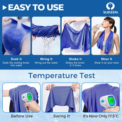 Cooling Towels 8 Pack (40"x 12"), Cooling Towels for Neck and Face, Microfiber Breathable Towel for Hot Weather, Sweat Towel for Gym, Sport, Yoga, Golf, Workout, Camping, Running