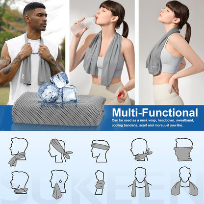 Cooling Towels 8 Pack (40"x 12"), Cooling Towels for Neck and Face, Microfiber Breathable Towel for Hot Weather, Sweat Towel for Gym, Sport, Yoga, Golf, Workout, Camping, Running