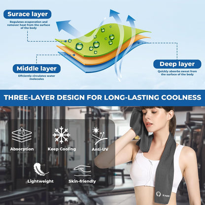 Cooling Towels 8 Pack (40"x 12"), Cooling Towels for Neck and Face, Microfiber Breathable Towel for Hot Weather, Sweat Towel for Gym, Sport, Yoga, Golf, Workout, Camping, Running