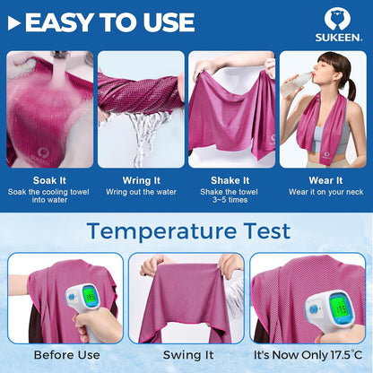 Cooling Towels 8 Pack (40"x 12"), Cooling Towels for Neck and Face, Microfiber Breathable Towel for Hot Weather, Sweat Towel for Gym, Sport, Yoga, Golf, Workout, Camping, Running