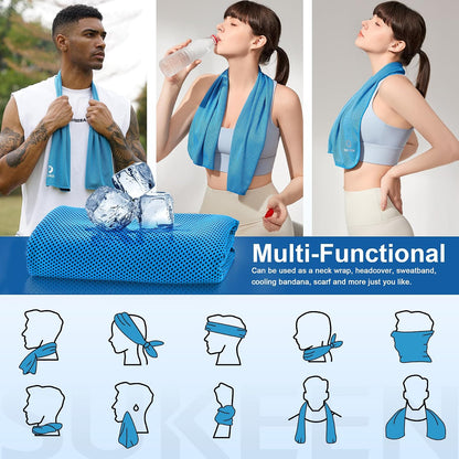Cooling Towels 8 Pack (40"x 12"), Cooling Towels for Neck and Face, Microfiber Breathable Towel for Hot Weather, Sweat Towel for Gym, Sport, Yoga, Golf, Workout, Camping, Running