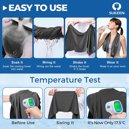 Cooling Towels 8 Pack (40"x 12"), Cooling Towels for Neck and Face, Microfiber Breathable Towel for Hot Weather, Sweat Towel for Gym, Sport, Yoga, Golf, Workout, Camping, Running