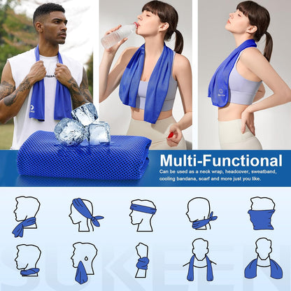 Cooling Towels 8 Pack (40"x 12"), Cooling Towels for Neck and Face, Microfiber Breathable Towel for Hot Weather, Sweat Towel for Gym, Sport, Yoga, Golf, Workout, Camping, Running