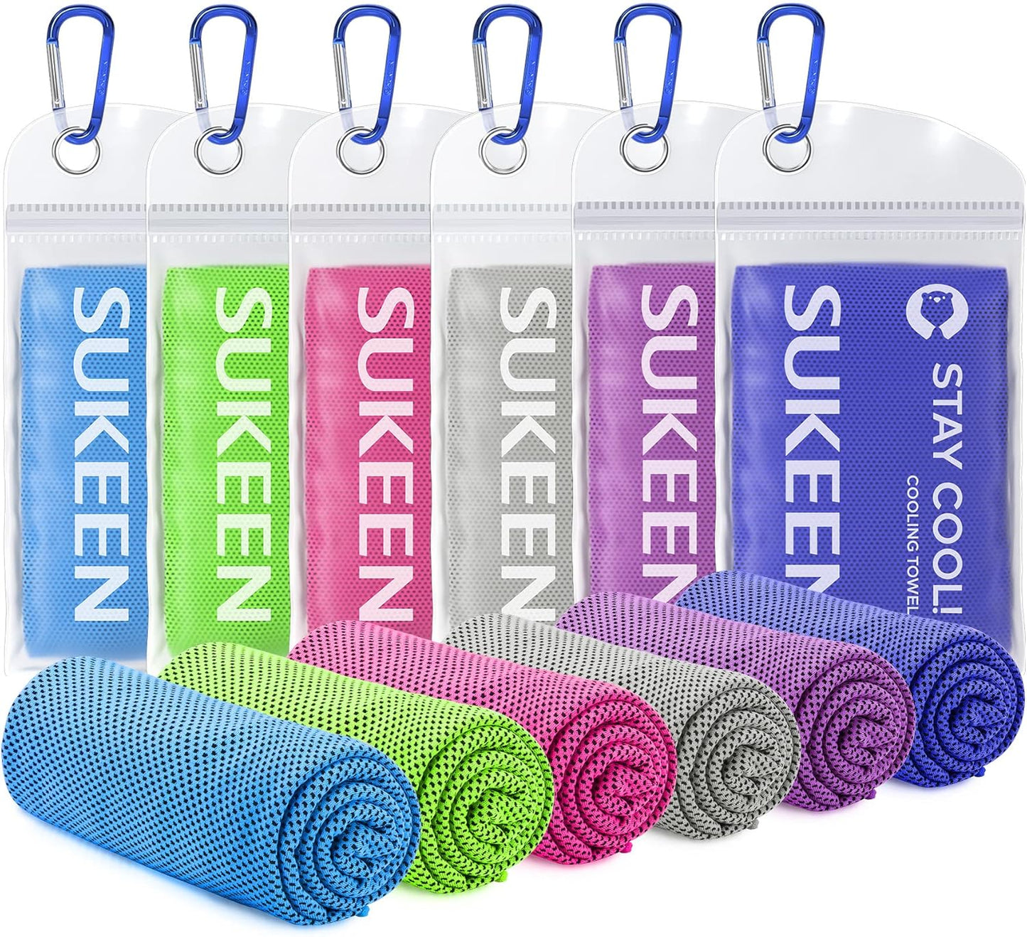 Cooling Towels 8 Pack (40"x 12"), Cooling Towels for Neck and Face, Microfiber Breathable Towel for Hot Weather, Sweat Towel for Gym, Sport, Yoga, Golf, Workout, Camping, Running