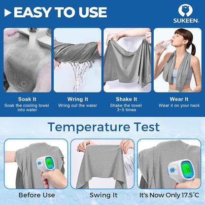 Cooling Towels 8 Pack (40"x 12"), Cooling Towels for Neck and Face, Microfiber Breathable Towel for Hot Weather, Sweat Towel for Gym, Sport, Yoga, Golf, Workout, Camping, Running