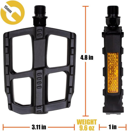 Bike Pedal - Universal Fit Bicycle Pedals 9/16" Compatible, Non-Slip & Durable Lightweight, Fits Most Adult Bikes & MTB Bicycles