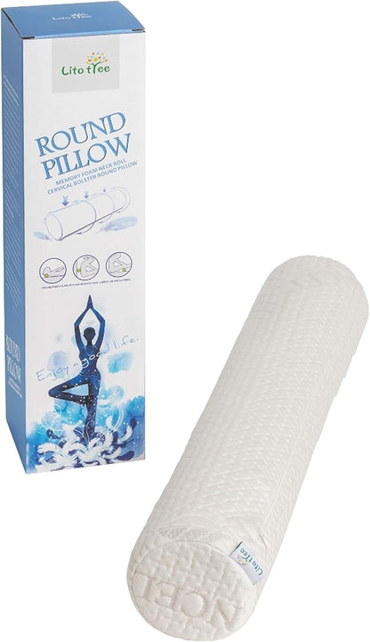 Pillowcase Ultra-Soft Cover for Neck Roll and Cervical Bolster Round Pillow of LitoTree (18x6 inch Pillowcase White) (Pillow case only, Does not Include The Pillow)