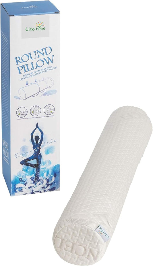 Pillowcase Ultra-Soft Cover for Neck Roll and Cervical Bolster Round Pillow of LitoTree (18x6 inch Pillowcase White) (Pillow case only, Does not Include The Pillow)