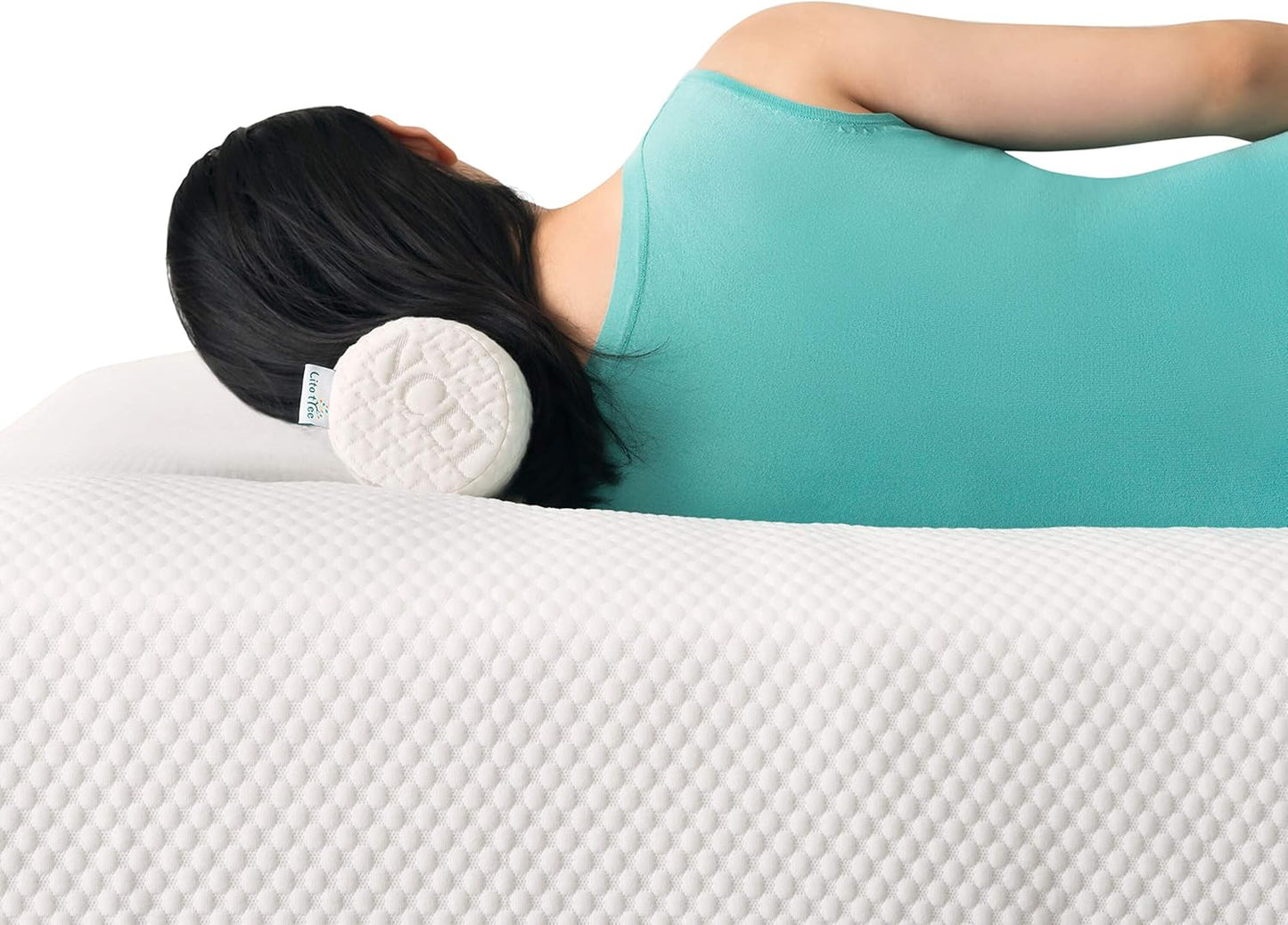 Pillowcase Ultra-Soft Cover for Neck Roll and Cervical Bolster Round Pillow of LitoTree (18x6 inch Pillowcase White) (Pillow case only, Does not Include The Pillow)