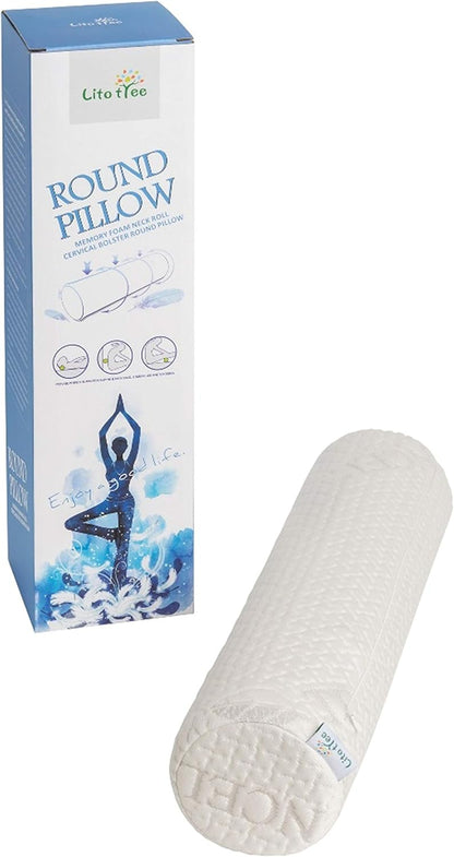 Pillowcase Ultra-Soft Cover for Neck Roll and Cervical Bolster Round Pillow of LitoTree (18x6 inch Pillowcase White) (Pillow case only, Does not Include The Pillow)