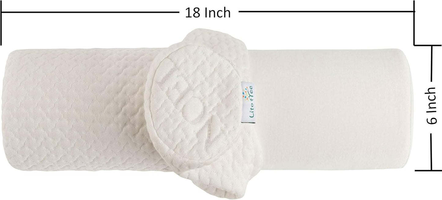 Pillowcase Ultra-Soft Cover for Neck Roll and Cervical Bolster Round Pillow of LitoTree (18x6 inch Pillowcase White) (Pillow case only, Does not Include The Pillow)