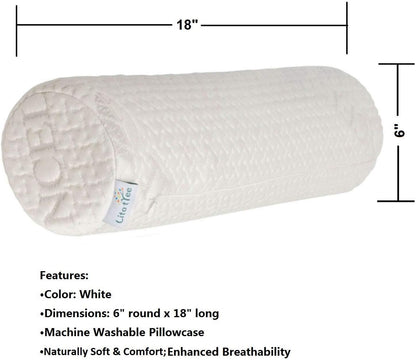 Pillowcase Ultra-Soft Cover for Neck Roll and Cervical Bolster Round Pillow of LitoTree (18x6 inch Pillowcase White) (Pillow case only, Does not Include The Pillow)