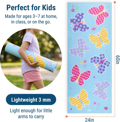 Kids Yoga Mat – Extra Thick Non-Slip Exercise Mat for Boys & Girls, Lightweight and Water Resistant, Ideal for Home Yoga, Gym Class & Stretching, Easy to Clean, Ages 3–7