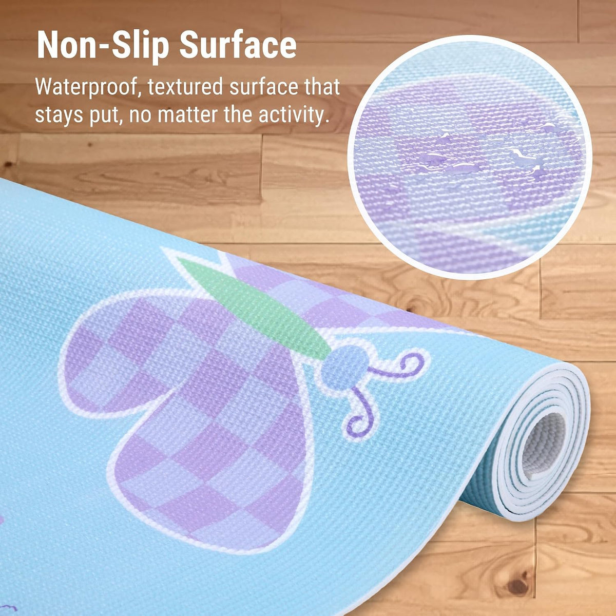 Kids Yoga Mat – Extra Thick Non-Slip Exercise Mat for Boys & Girls, Lightweight and Water Resistant, Ideal for Home Yoga, Gym Class & Stretching, Easy to Clean, Ages 3–7