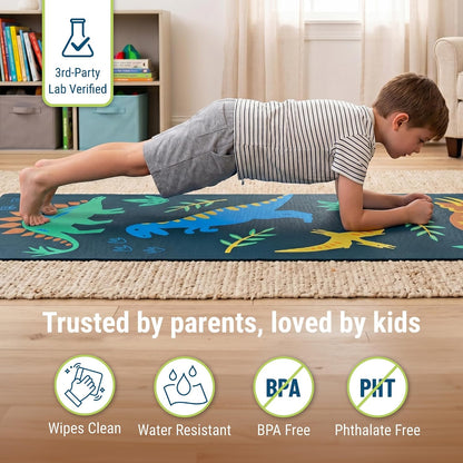 Kids Yoga Mat – Extra Thick Non-Slip Exercise Mat for Boys & Girls, Lightweight and Water Resistant, Ideal for Home Yoga, Gym Class & Stretching, Easy to Clean, Ages 3–7
