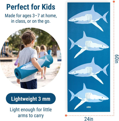 Kids Yoga Mat – Extra Thick Non-Slip Exercise Mat for Boys & Girls, Lightweight and Water Resistant, Ideal for Home Yoga, Gym Class & Stretching, Easy to Clean, Ages 3–7
