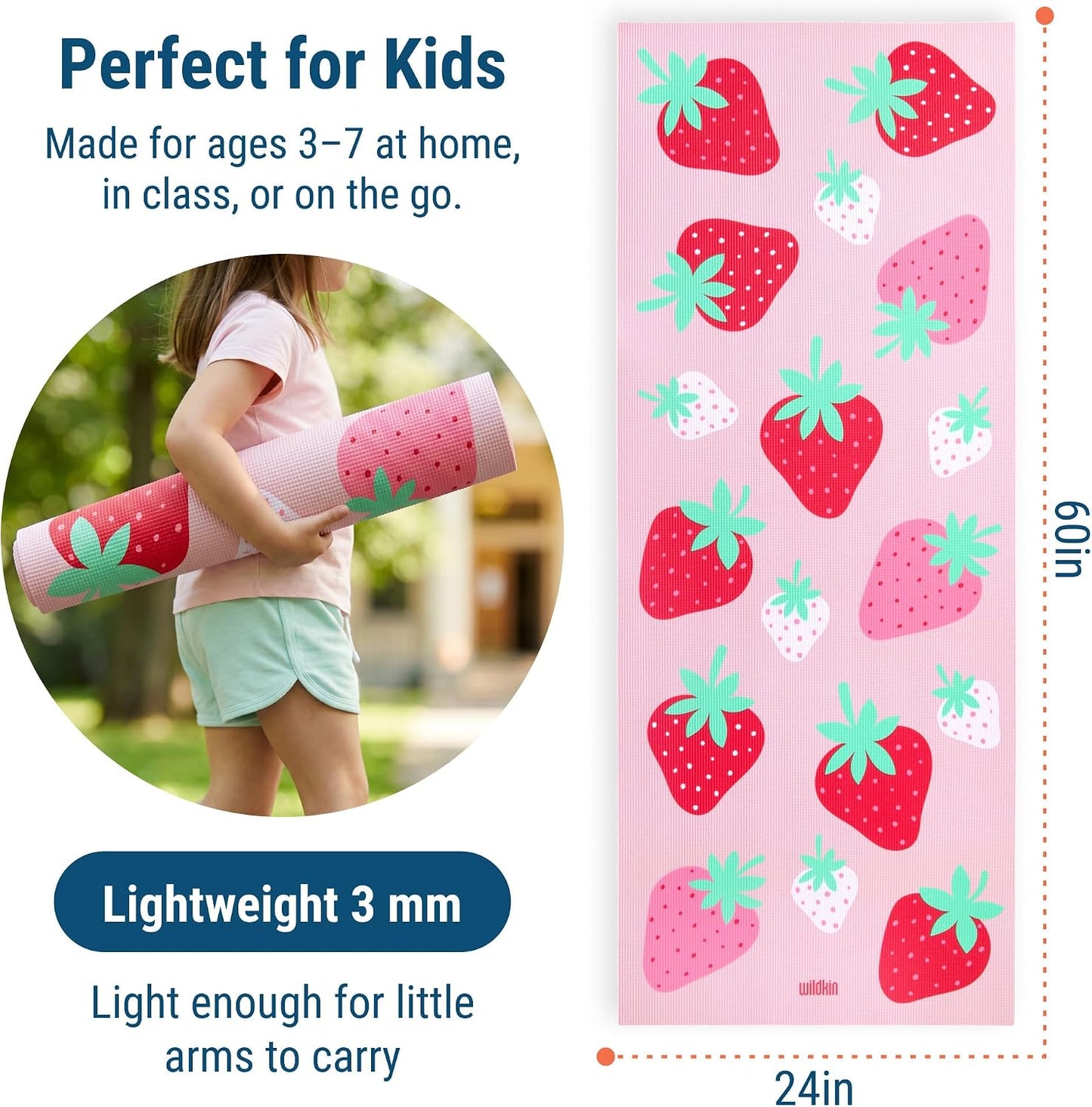 Kids Yoga Mat – Extra Thick Non-Slip Exercise Mat for Boys & Girls, Lightweight and Water Resistant, Ideal for Home Yoga, Gym Class & Stretching, Easy to Clean, Ages 3–7