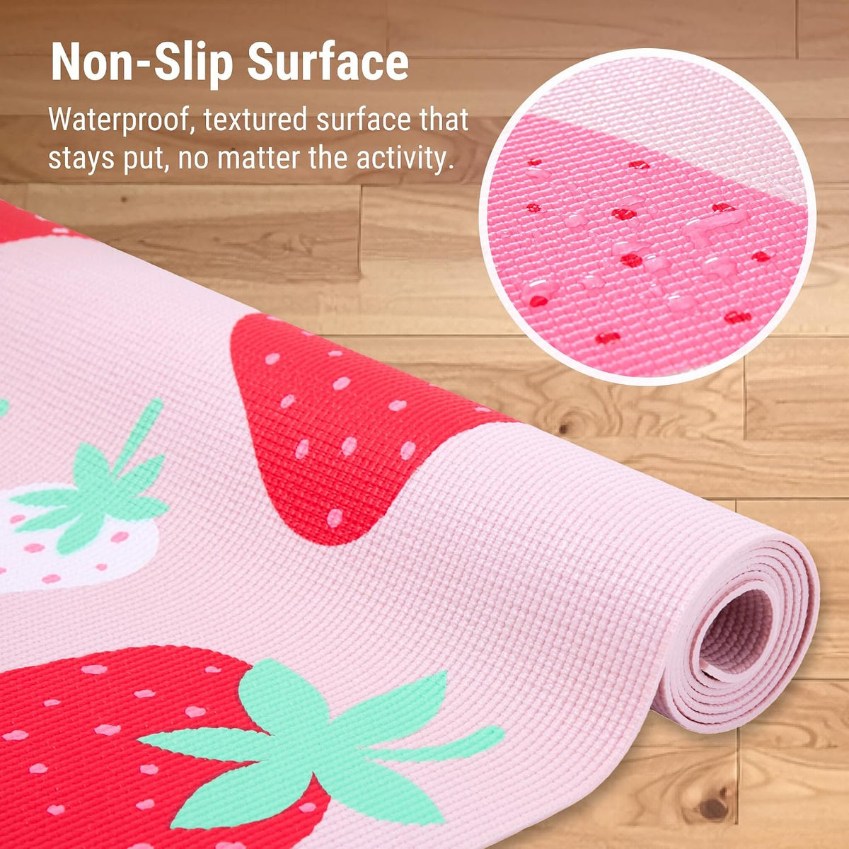 Kids Yoga Mat – Extra Thick Non-Slip Exercise Mat for Boys & Girls, Lightweight and Water Resistant, Ideal for Home Yoga, Gym Class & Stretching, Easy to Clean, Ages 3–7