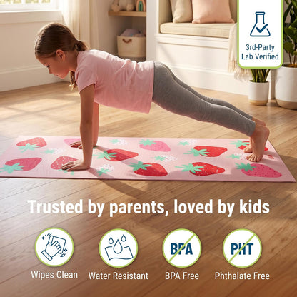 Kids Yoga Mat – Extra Thick Non-Slip Exercise Mat for Boys & Girls, Lightweight and Water Resistant, Ideal for Home Yoga, Gym Class & Stretching, Easy to Clean, Ages 3–7