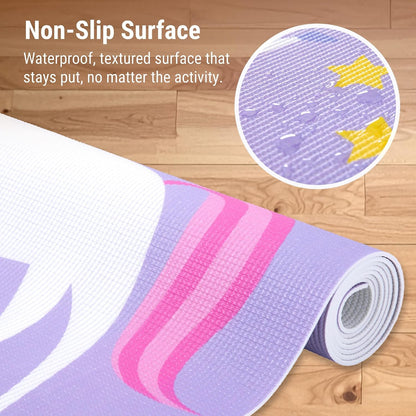 Kids Yoga Mat – Extra Thick Non-Slip Exercise Mat for Boys & Girls, Lightweight and Water Resistant, Ideal for Home Yoga, Gym Class & Stretching, Easy to Clean, Ages 3–7