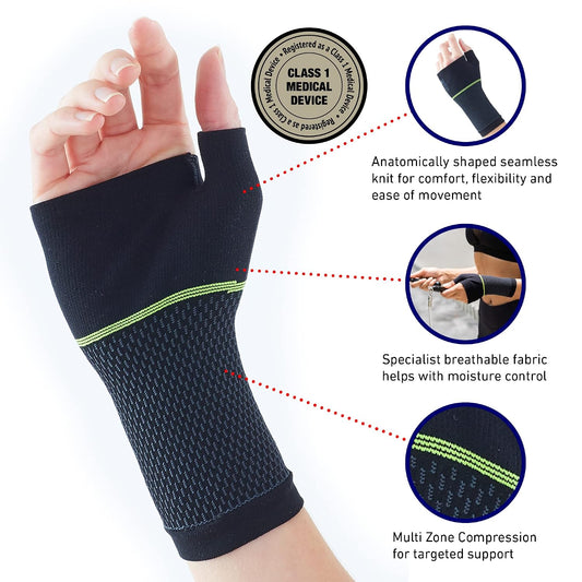 Active Wrist Support – For Sports, Golf, Basketball, Football, Yoga, Tennis. For Sprains, Strains, Tendonitis, Injury Recovery - Multi Zone Wrist Compression Sleeve – L