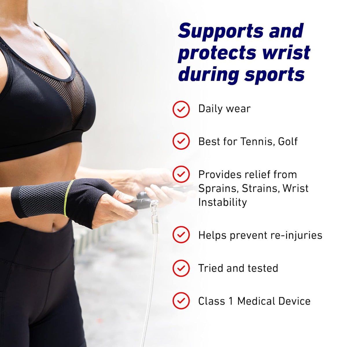 Active Wrist Support – For Sports, Golf, Basketball, Football, Yoga, Tennis. For Sprains, Strains, Tendonitis, Injury Recovery - Multi Zone Wrist Compression Sleeve – L