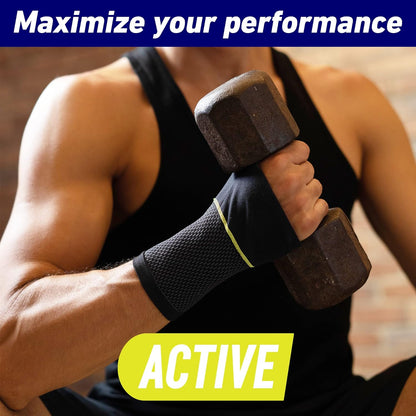 Active Wrist Support – For Sports, Golf, Basketball, Football, Yoga, Tennis. For Sprains, Strains, Tendonitis, Injury Recovery - Multi Zone Wrist Compression Sleeve – L