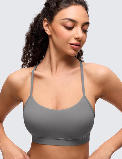 Butterluxe Y Back Sports Bras | Light Support, Removable Pads, Yoga, Extremely Soft, Scoop Neck, Spaghetti Strap, for Women