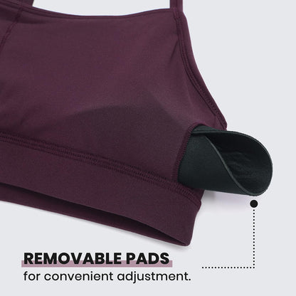 Butterluxe Y Back Sports Bras | Light Support, Removable Pads, Yoga, Extremely Soft, Scoop Neck, Spaghetti Strap, for Women