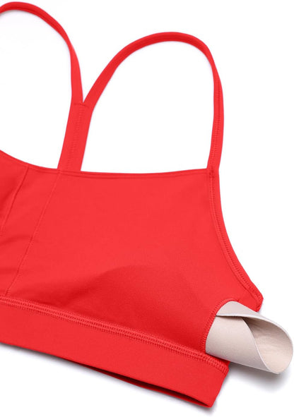 Butterluxe Y Back Sports Bras | Light Support, Removable Pads, Yoga, Extremely Soft, Scoop Neck, Spaghetti Strap, for Women