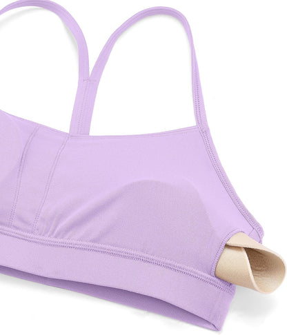 Butterluxe Y Back Sports Bras | Light Support, Removable Pads, Yoga, Extremely Soft, Scoop Neck, Spaghetti Strap, for Women