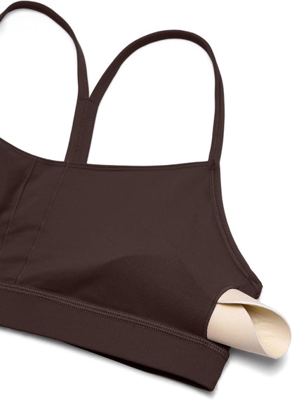Butterluxe Y Back Sports Bras | Light Support, Removable Pads, Yoga, Extremely Soft, Scoop Neck, Spaghetti Strap, for Women