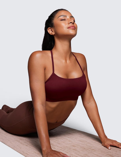 Butterluxe Y Back Sports Bras | Light Support, Removable Pads, Yoga, Extremely Soft, Scoop Neck, Spaghetti Strap, for Women