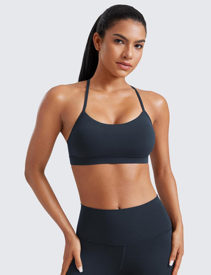 Butterluxe Y Back Sports Bras | Light Support, Removable Pads, Yoga, Extremely Soft, Scoop Neck, Spaghetti Strap, for Women