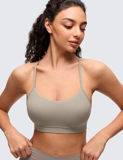 Butterluxe Y Back Sports Bras | Light Support, Removable Pads, Yoga, Extremely Soft, Scoop Neck, Spaghetti Strap, for Women