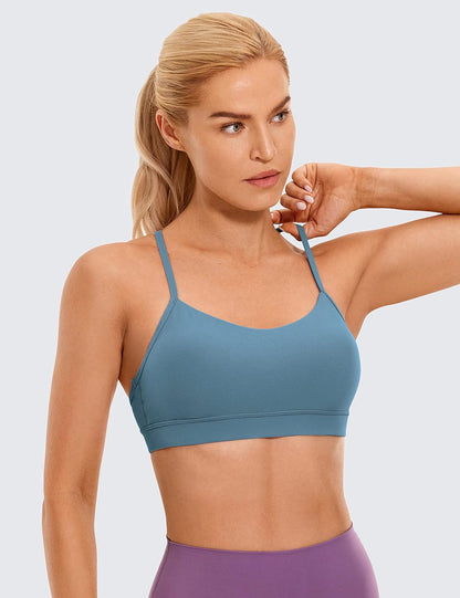 Butterluxe Y Back Sports Bras | Light Support, Removable Pads, Yoga, Extremely Soft, Scoop Neck, Spaghetti Strap, for Women