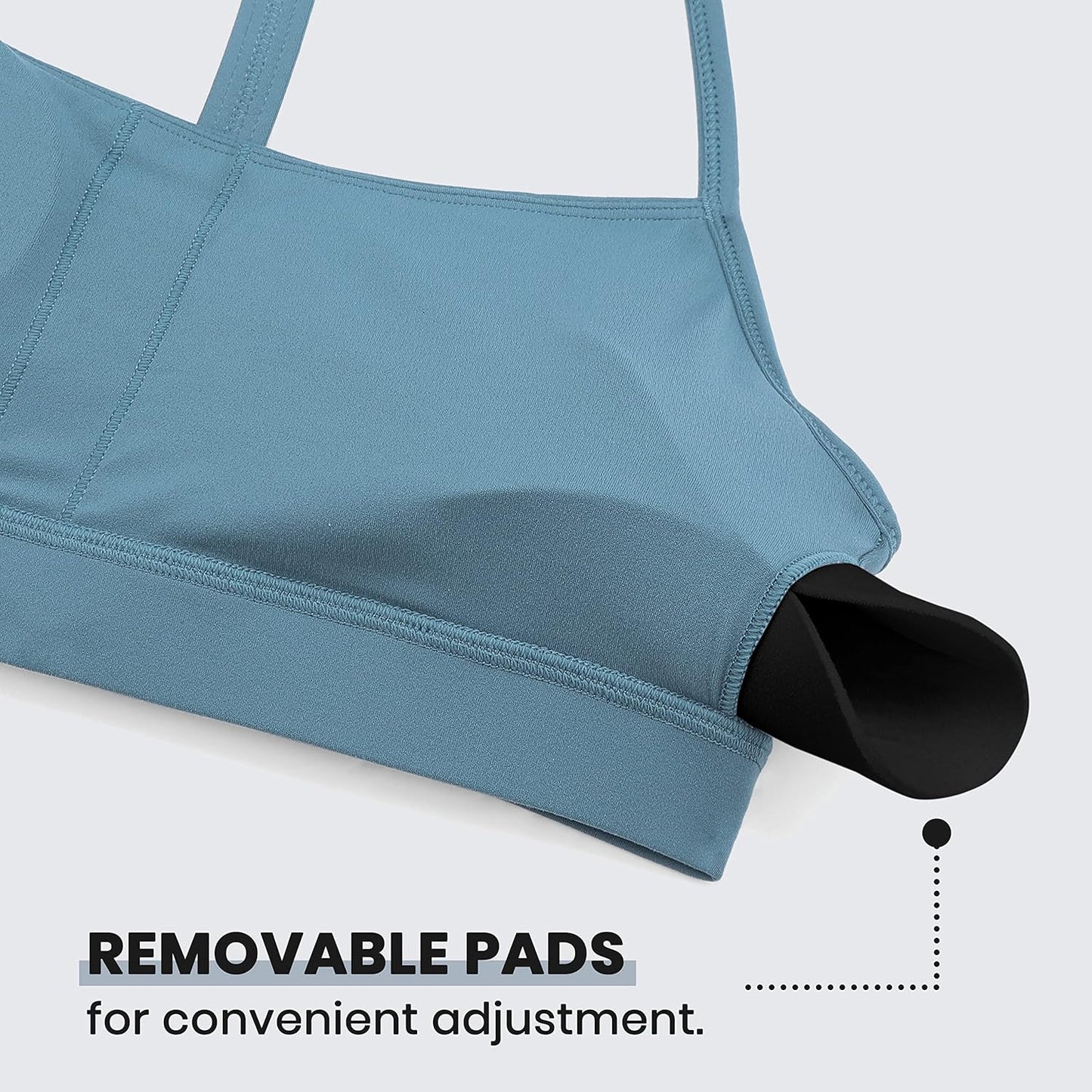 Butterluxe Y Back Sports Bras | Light Support, Removable Pads, Yoga, Extremely Soft, Scoop Neck, Spaghetti Strap, for Women