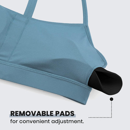 Butterluxe Y Back Sports Bras | Light Support, Removable Pads, Yoga, Extremely Soft, Scoop Neck, Spaghetti Strap, for Women